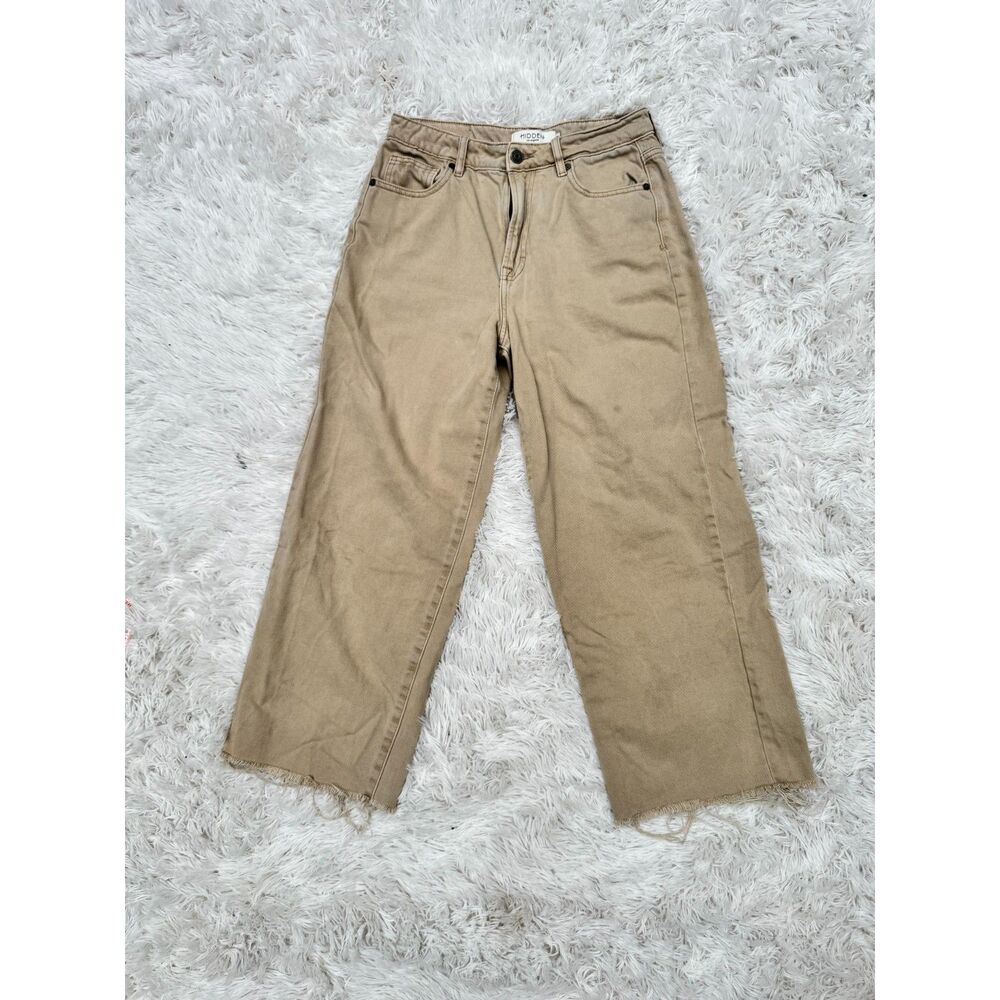 Hidden Los Angeles Tan Wide Leg Raw Hem High Rise Jeans Sz 26